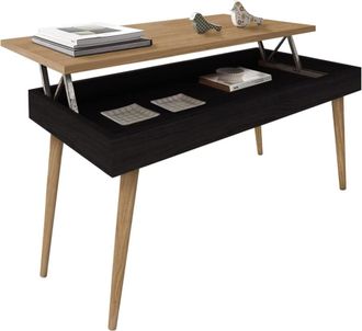 HOGAR 24 Mesa Centro Elevable Madera Color Negro y Encerado