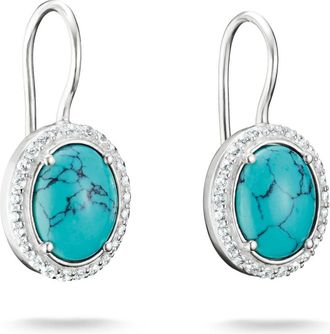 Thomas Sabo Thomas Sabo - Ovale Oorbellen met Turkooiskleurige Steen - Dames - Accessoires - Grijs - Maat: ONE Size