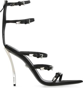 Versace Pin-Point Sandalen - Dames - Sandalen met hakken - Zwart - 37 EU - Leer - Schoenen