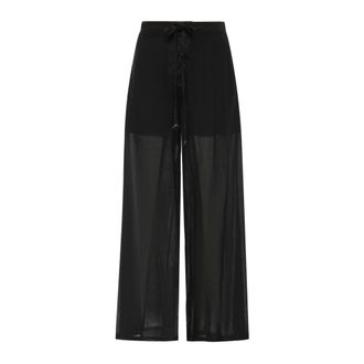Pinko Wide Trousers, female, Black, Size: 2XS Cabras Pantalone Voile e Gabar