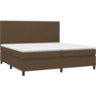 vidaXL Vidaxl - Cama Box Spring Con Colch&oacute;n Tela Marr&oacute;n Oscuro 200x200 Cm