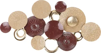 Beliani Decoraci&oacute;n De Pared Moderno Decorativo Colgante De Hierro Abstracto Formas Redondas Dorado Y Marr&oacute;n Bromine