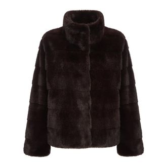 Cesare Gaspari Giacca con collo alto in ecopelliccia - - Jackets - Donna - Marrone - L