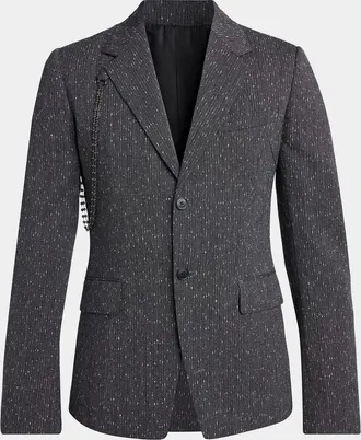 Alexander McQueen Men & apos;s Wool Flecked Pinstripe Harness Single-Breasted Blazer