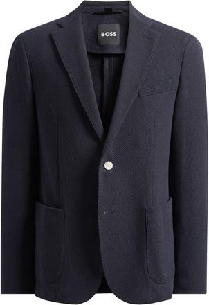 BOSS Hanry Slim Fit Navy Cotton Blend Piqu&eacute; Blazer in Dark Blue at Nordstrom, Size 38