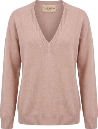 Valentino Jersey de Cachemira con Cuello en V - Knitwear - Mujer - Rosa - M