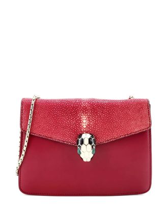 Bulgari Serpenti Forever Square Leather and Stingray Small shoulder bag - Roze