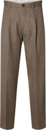 Selected Loose Lou Domestic Wool Twill Pantalon - Heren - Broeken - Bruin - Maat: W33 Wol