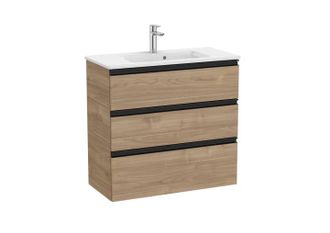 Roca Conjunto Mueble The Gap 800x380 3 Cajones + Lavabo Blanco Nogal