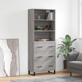 vidaXL Vidaxl - Aparador Alto Madera Contrachapada Gris Sonoma 69,5x34x180 Cm