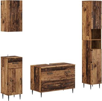 vidaXL Juego De Armarios De Ba&ntilde;o De 4 Piezas Haarlem Madera Envejecida Vidaxl