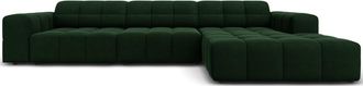 BLOOMINGLOFT 4-Sitzer Design Ecksofa Chicago mit Eckteil rechts, Samtbezug