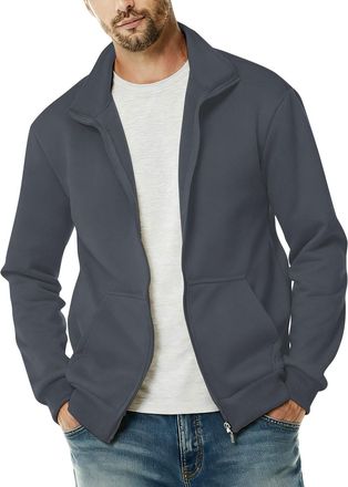 Generic Mens Full Zip Sweatshirts Lightweight Athletic Fleece Jackets Casual Comfy Long Sleeve Outerwear with Pockets Dark Gray