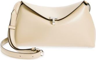 Toteme Palmellata T-Lock Leather Clutch Crossbody in Fawn at Nordstrom