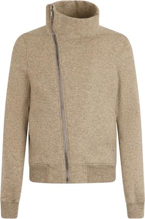 Rick Owens Hoodies & sweatvesten, Heren, Beige, M, Katoen, Asymmetrische Rits Jas