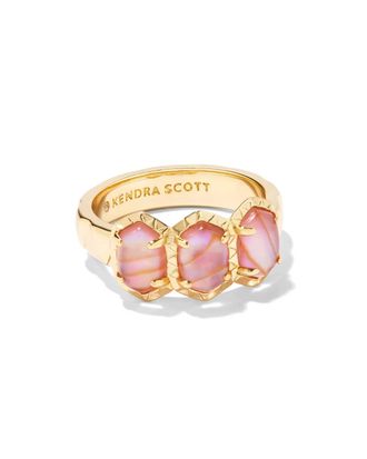 Kendra Scott Womens Daphne Band Ring In Gold Light Pink Iridescent