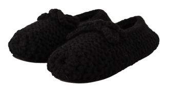 Dolce & Gabbana Womens Wool Knit Ballerina Black