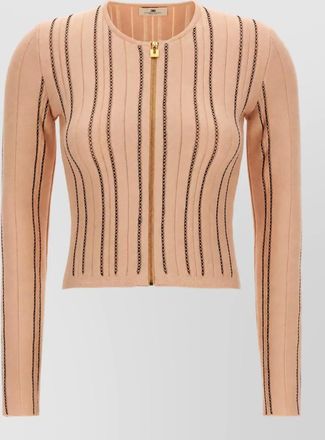 Elisabetta Franchi fine-knit cropped zip cardigan