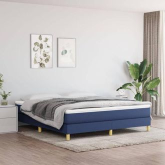vidaXL Cama Box Spring Con Colch&oacute;n Tela Azul 160x200 Cm Vidaxl