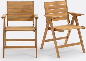 La Redoute Interieurs 2 plooibare fauteuils R&eacute;alto, in acacia