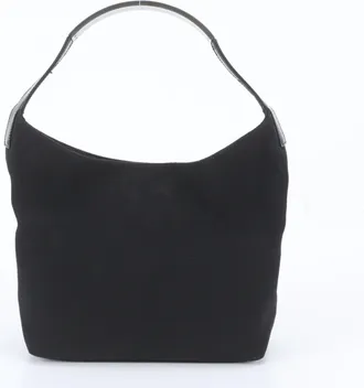 Gucci Black Leather Canvas Handbag Shoulder Bag Tote Bag (Pre-Owned)