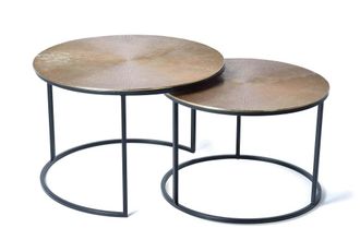 Giner&Colomer Mesa de caf&eacute; tapa de bronce y patas de metal