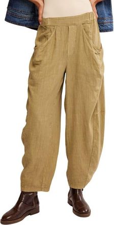 Free People High Road Pull-On Linen Blend Barrel Pants in Python at Nordstrom, Size Medium