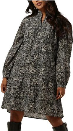 Pom Amsterdam Midi Jurk Zwart 7050 - Dames - Korte kleedjes - Veelkleurig - XS - Kleedjes