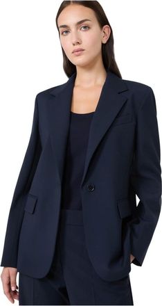 Max Mara Jassen, Dames, Blauw, 2Xs, Wol, Lamine Blazer