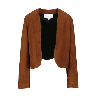 Alaia Short Suede Blazer - female - Ala&iuml;a - Leather Jackets - Brown - S - Jackets