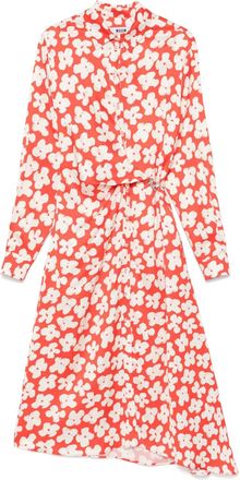 Msgm Abito midi a fiori - Arancione