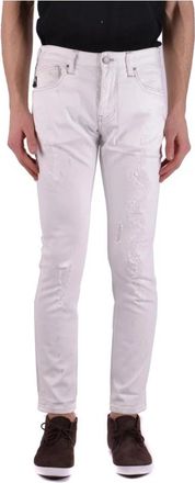Armani Jeans Jeans met rits- en knoopsluiting met voor- en achterzakken - Heren - Slim Fit Jeans - Wit - W29 - Katoen - Jeans