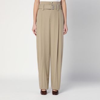 Bottega Veneta Pantalone con cintura color sabbia