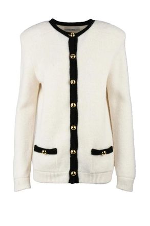 Alessandra Rich Alpaca Cardigan Jewel Buttons - White/Black