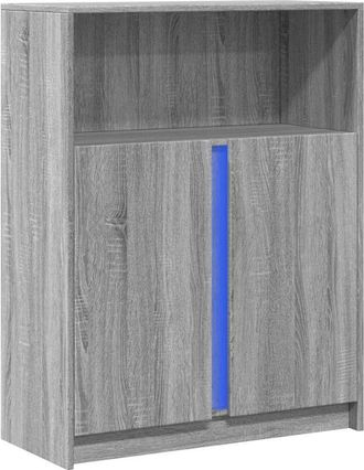vidaXL Vidaxl - Aparador con led madera de ingeniería gris Sonoma 77x34x100 cm