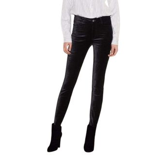 Paige Black Velvet Hoxton Ultra Skinny Pants Size XS
