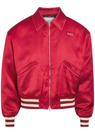 Second/Layer Aces Embroidered Satin Bomber Jacket - Red - 50 (IT50 / L)