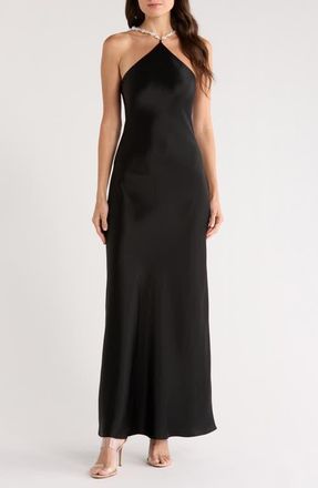 Staud Cadence Sleeveless Satin Maxi Dress in Black at Nordstrom, Size 4