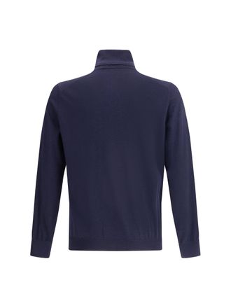 Brunello Cucinelli Mens Wool Turtleneck Sweater Navy+grigio Scuro