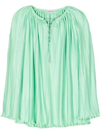 Lanvin Blusa plissettata con nodo - Verde
