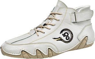 Generic Pu Leather Shoes for Men UK, Ankle Boots Lace Up Walking Trainers Flat Bottom Breathable Sneakers Trendy and Versatile Sports Shoe Non-Slip Trekking S