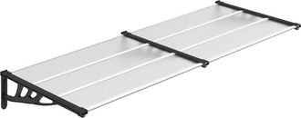 vidaXL Marquesina Puerta Policarbonato Negro Y Transparente 239x90 Cm Vidaxl