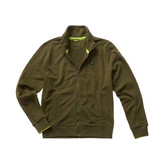 Blauer Groene Sweater met Rits en Zakken - Heren - Vesten met rits - Groen - S - Katoen - Hoodies & sweatvesten