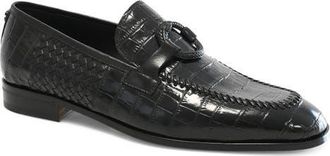 Roberto Cavalli Cocco Woven Loafer in Black at Nordstrom, Size 10
