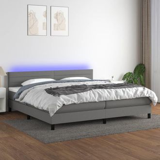 vidaXL Vidaxl - Cama Box Spring Colch&oacute;n Y Luces Led Tela Gris Claro 200x200 Cm
