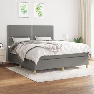 vidaXL Vidaxl - Cama Box Spring Con Colch&oacute;n Tela Gris Oscuro 180x200 Cm