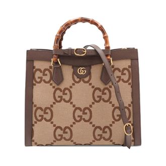 Gucci Pre-owned Gucci Large Jumbo GG Canvas Bamboo Diana Satchel Ladies GAEYQVNLIVF60VEY