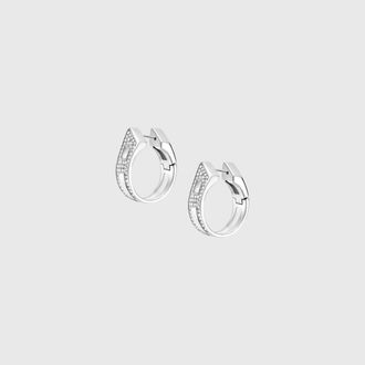Diesel Stainless steel pave hoop earrings - Earrings - Unisex - Silver