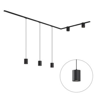 QAZQA Qazqa Sistema De Iluminaci&oacute;n De Riel Moderno Negro Con 3 L&aacute;mparas