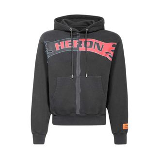 Heron Preston Hoodies, male, Black, Size: XL Printed Cotton Hoodie
